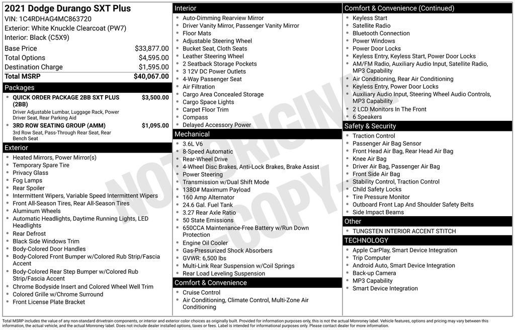 2021 Dodge Durango SXT Plus RWD
