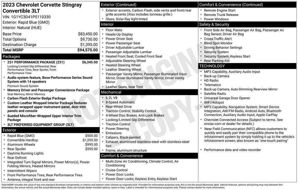 2023 Chevrolet Corvette Stingray 3LT