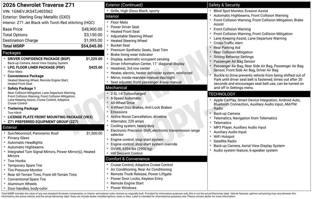 2026 Chevrolet Traverse Z71