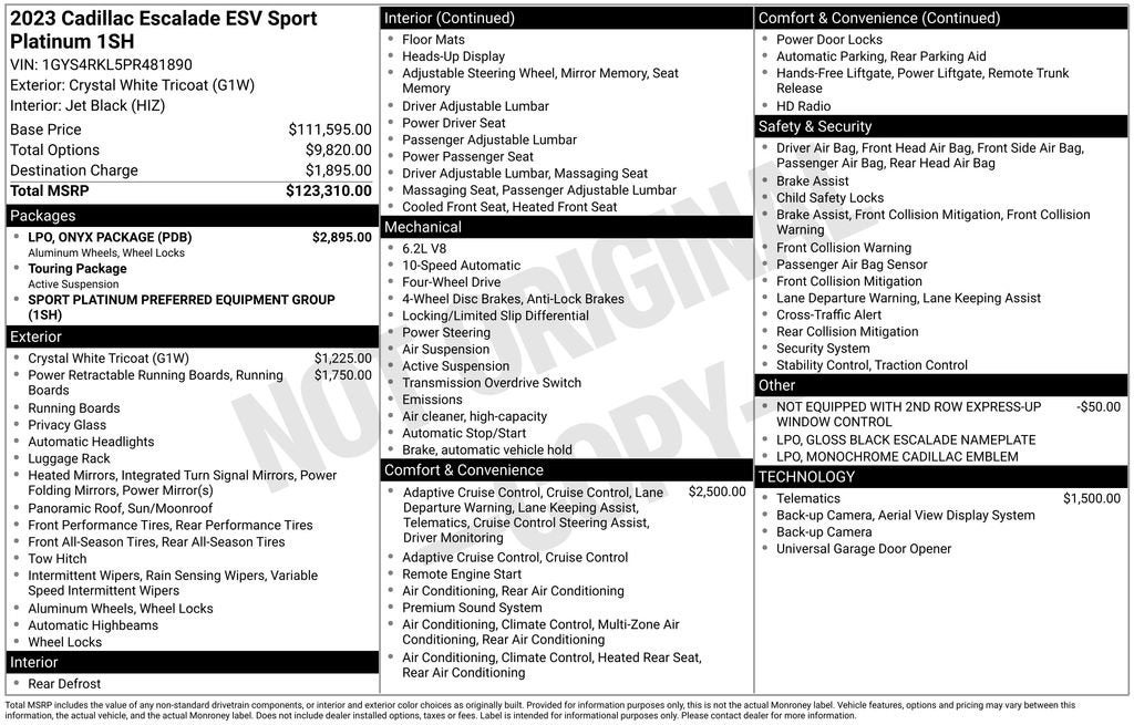 2023 Cadillac Escalade ESV Sport Platinum