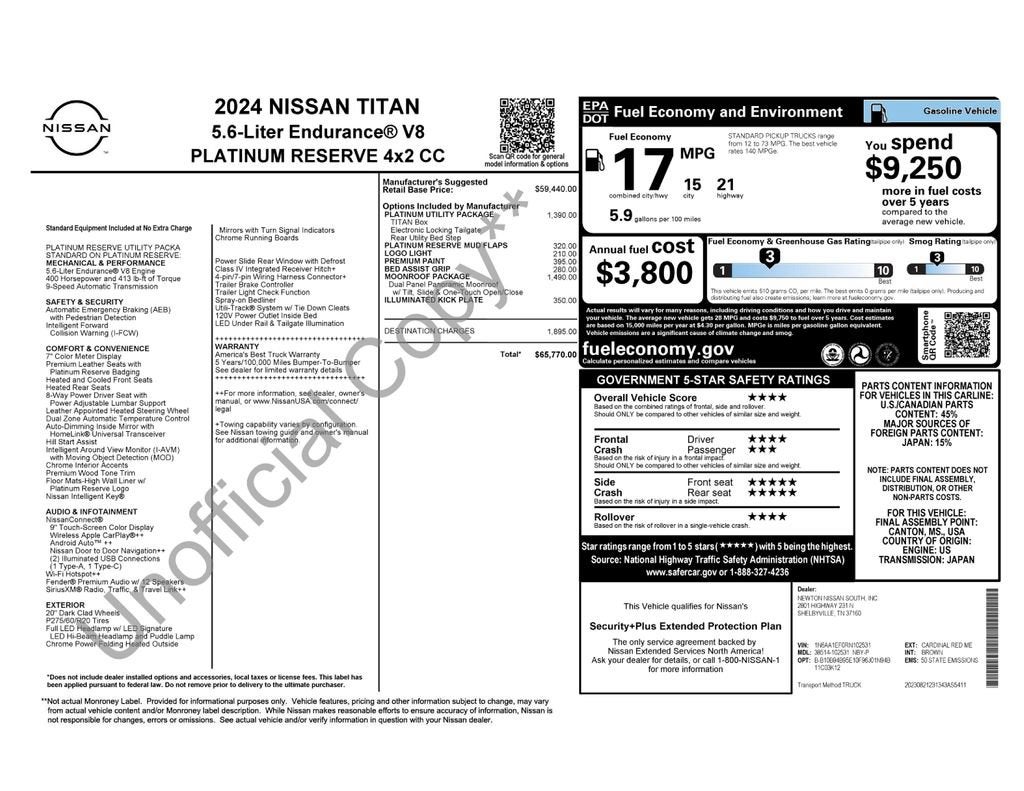 2024 Nissan TITAN Crew Cab Platinum Reserve 4x2