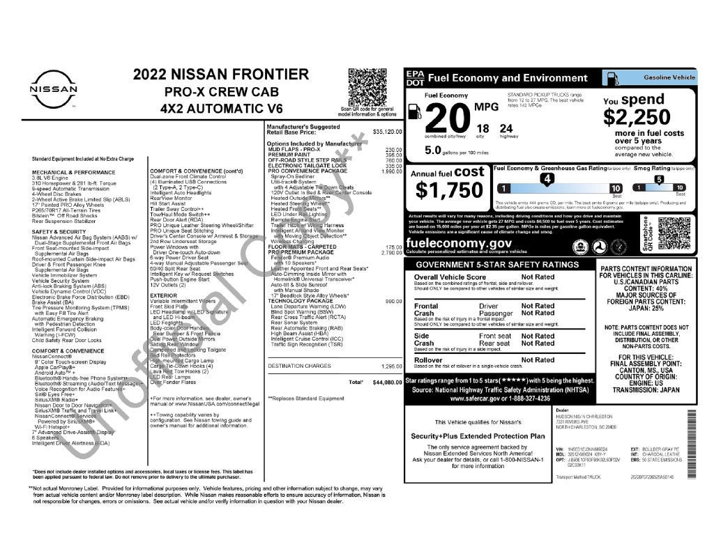 2022 Nissan Frontier Crew Cab PRO-X 4x2