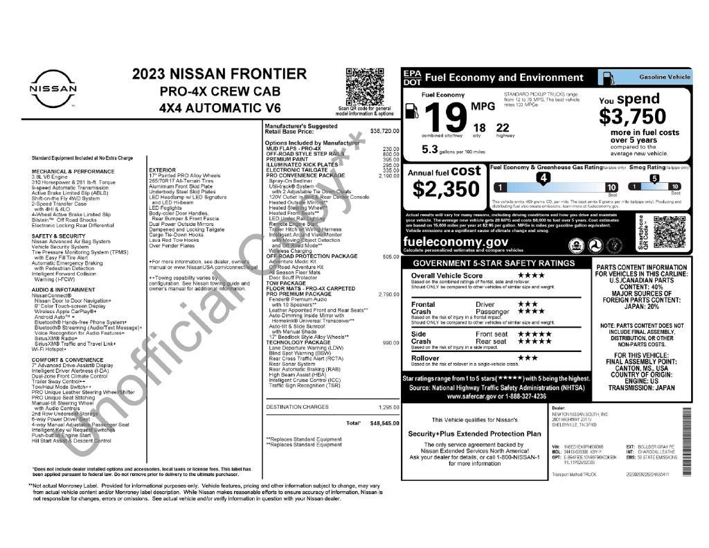 2023 Nissan Frontier Crew Cab PRO-4X 4x4