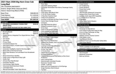 2021 RAM 3500 Big Horn Crew Cab 4x4 8' Box