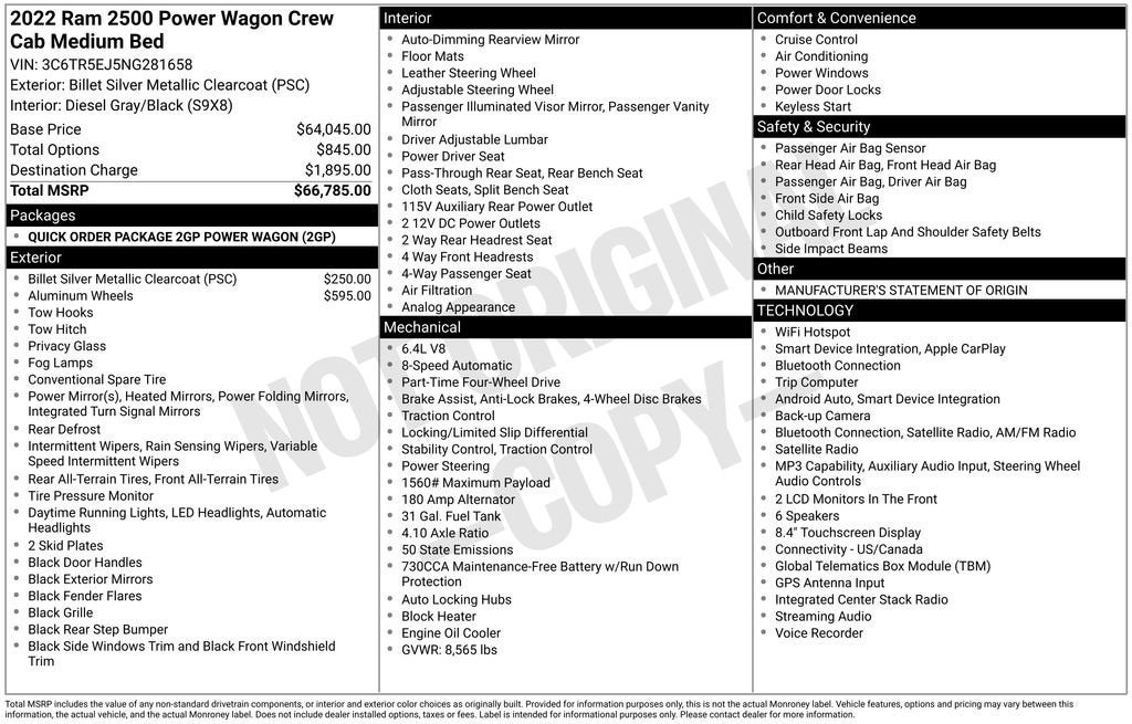 2022 RAM 2500 Power Wagon Crew Cab 4x4 6'4" Box