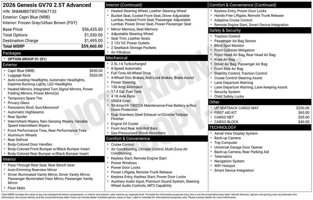 2026 Genesis GV70 2.5T ADVANCED