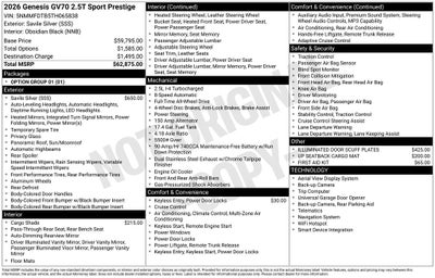 2026 Genesis GV70 2.5T SPORT PRESTIGE