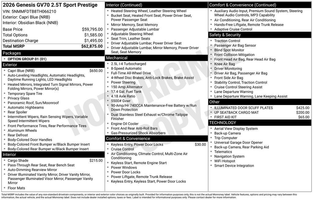 2026 Genesis GV70 2.5T SPORT PRESTIGE