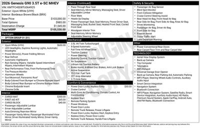 2026 Genesis G90 3.5T E-SC MHEV AWD