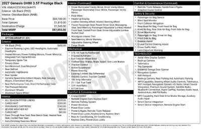 2027 Genesis GV80 3.5T Prestige Black