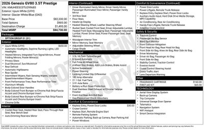 2026 Genesis GV80 3.5T Prestige AWD