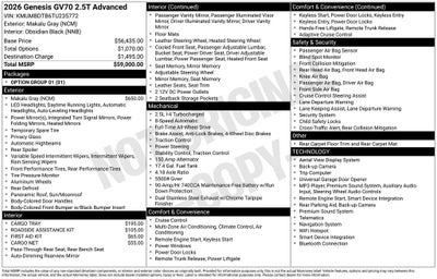2026 Genesis GV70 2.5T Advanced