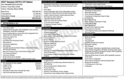 2027 Genesis GV70 2.5T SELECT