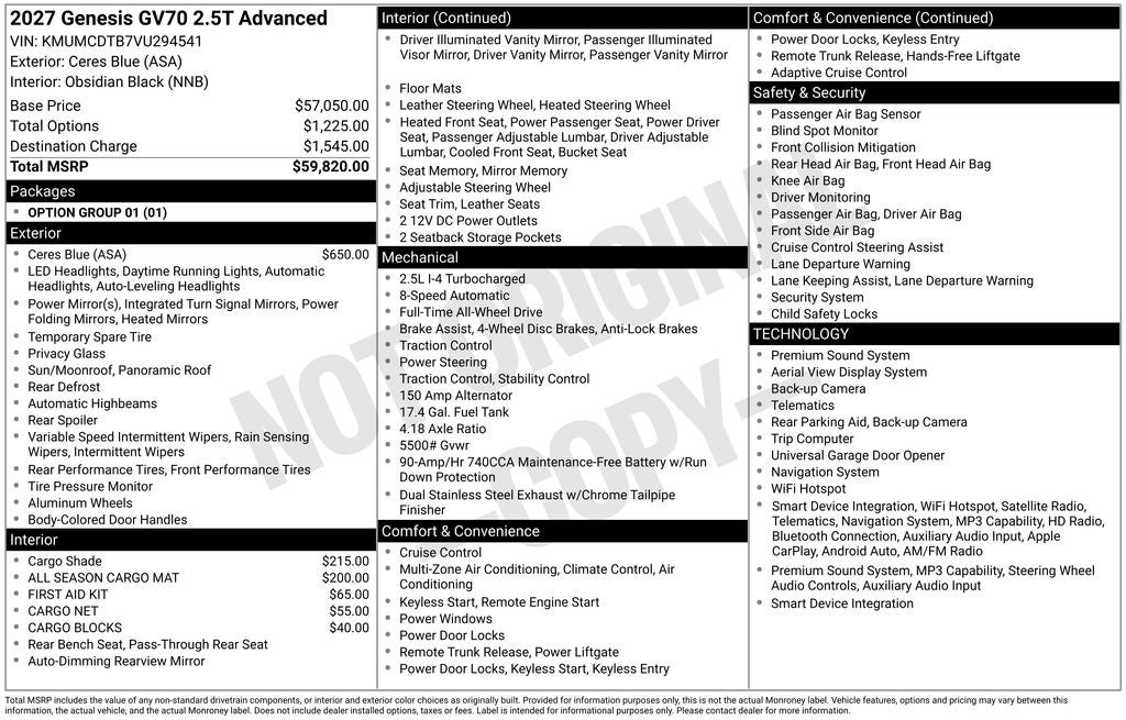 2027 Genesis GV70 2.5T ADVANCED