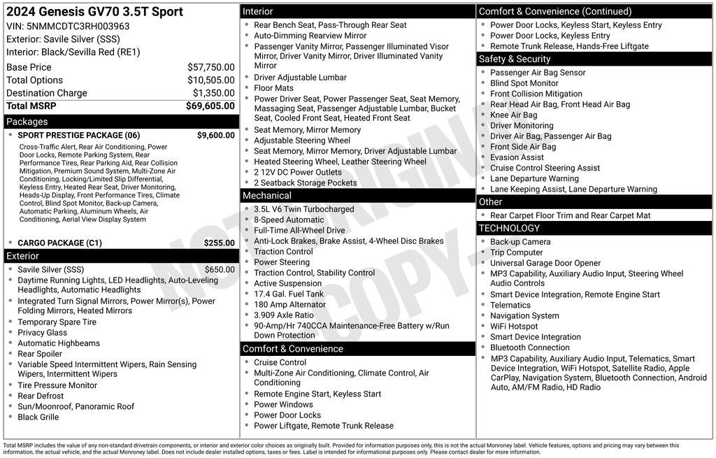 2024 Genesis GV70 3.5T Sport
